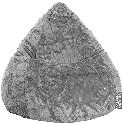 SITTING POINT only by MAGMA Sitzsack Fluffy L ca. 120 Liter Mittelgrau (bis ca. 7 Jahre)