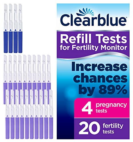 Clearblue Refill Pack For Advanced Fertility Monitor: 20 Fertility Tests For Ovulation & 4 Pregnancy Tests, 24 Units (Monitor Sold Separately), Packaging May Vary