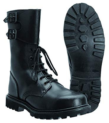MIL-TEC Botas de combate francés de piel real con cordones, negro, 38