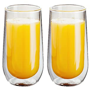 Judge Double Walled Glass Cocktail Highball Cups, Set of 2, 330ml - Vacuum Insulated, Handcrafted Artisan - Strong, Heat Resistant