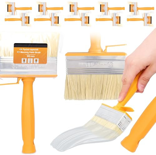 10x Malerpinsel Flächenstreicher 100 mm Flächenpinsel Breiter Pinsel Flachpinsel Malerbürste Lackierpinsel Lasurpinsel Wandpinsel Wand Möbel Zaun Holz Malen