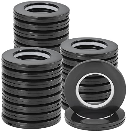 Coolty 32pcs Anillos de Cortina con Ojales Plastico Redondos para Cortina de Ventana, Cortina de Ducha, 40mm Diámetro Interior(Negro)