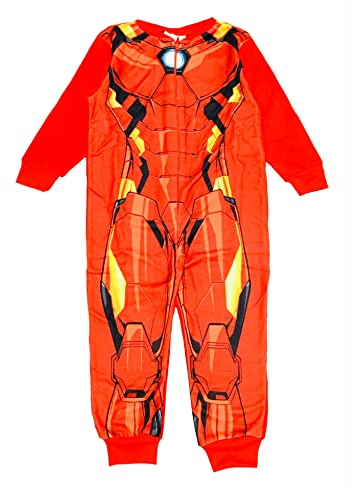 Marvel Iron Man Boys Fleece Onesie All in One Pyjamas Kids Avengers Sleepsuit Onesie, Red, 2-6 Years (4-5 Years, Red)