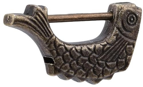 ZHome Candado de estilo antiguo - Cerradura de bronce con llaves - Raro vintage color bronce de cobre en forma de pescado hecho a mano viejo candado con llave Buen servicio