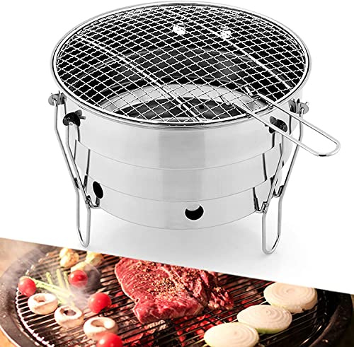 NEWCES Safety Certification Portable Table Top Grill Folding BBQ Grill Charcoal Barbecues Grill Smoker BBQ Rack Outdoor Barbeque Grill for Camping Bonfire/Yard Heating/Barbecue