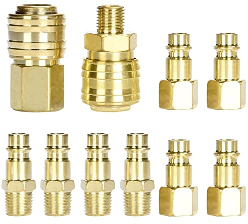 10 Pièces Raccords de Compresseur 1/4 Bsp, Raccord Rapide Air Comprimé, 1/4 Bsp Raccord Rapide, Embout Compresseur, Pour Tuyau Compresseur Embout Pneumatique Homme Femme