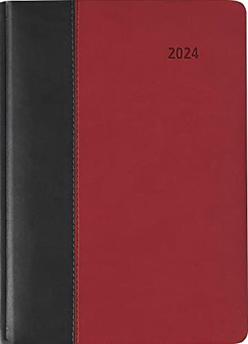 Buchkalender Premium Fire schwarz-rot - Kalender 2024 - Cheftimer A5 - Alpha Edition-Verlag - 1 Tag 1 Seite - Format 15 cm x 21 cm