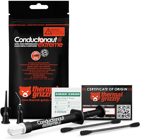 Thermal Grizzly - Conductonaut Extreme - 5 Gram - Ultra High Performance Liquid Metal Compound Thermal Paste - for Maximum Thermal Conductivity While Overclocking CPU/GPU/PS4/PS5/Xbox Made in Germany