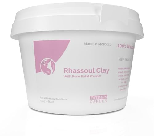 Fatima's Garden Ghassoul med Rosblad - Lugnande Ansikts- & Hårmask, 425g