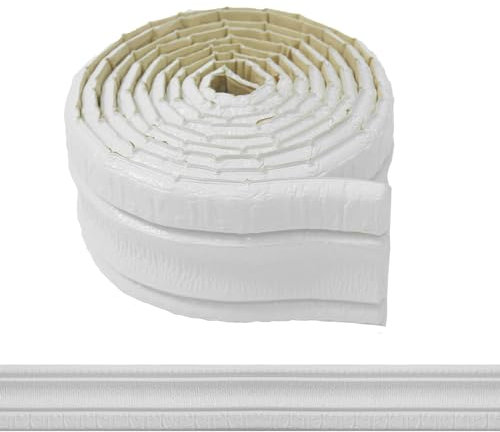 WADILE Bordo Adesivo in Schiuma per Cucina e Bagno – Modanatura Adesiva Impermeabile, Greca Adesiva Minimalista per Decorazione di Interni, Cornice e Battiscopa Autoadesivo per Pareti Bianco