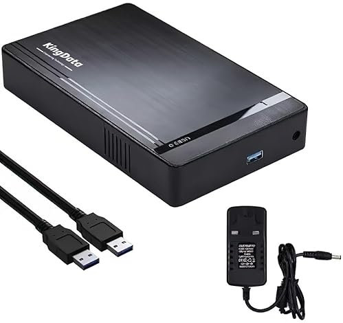 KingData Hard Drive Enclosure, USB 3.0 to SATA HDD Caddy for 3.5 inch SSD HDD Disk up to 16TB with DC Power Adapter, Tool-free Lay-Flat Hard Drive Docking Station for Windows Linux macOS, PS4, Xbox