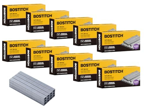 Bostitch Office 50,000 Standard Staples, 1/4 Length,Full Strip Staples, 210/Strip, 5000 Per Box, 10-Pack
