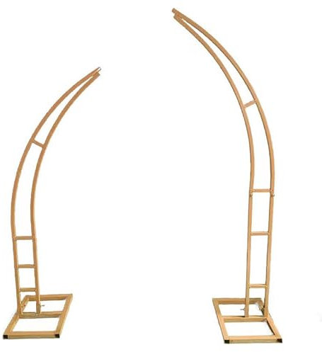 UIHECTA Metal Half Moon Wedding Arch, Balloon Arch Backdrop Stand, 2pcs Curved Wedding Arch Backdrop Stand, with Rectangular Base, for Ceremony Birthday Party Bride Baby Shower,Gold,1.8m+2.1m