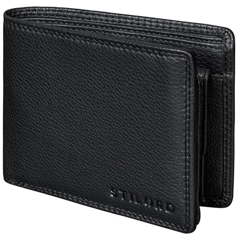 STILORD Norman Herren Geldbörse Leder RFID Schutz Groß aufklappbar Leder-Portemonnaie mit Münzfach praktisches Bifold Wallet Geldbeutel mit Fächern Vintage Geldtasche Farbe:schwarz