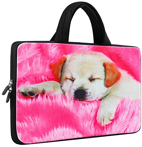 Mibbxea 15–15,6 tums laptopväska fodral sleeve, neoprenväska för dator, Chromebook, Ultrabook, notebook-portfölj med handtag, kompatibel med Dell HP Lenovo ASUS Acer (söt hund)