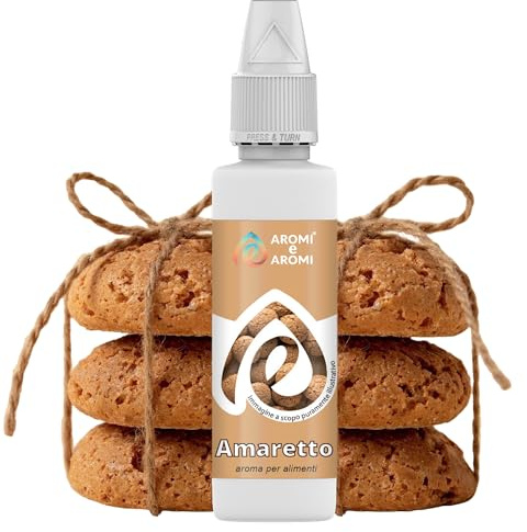 AROMI E AROMI | Aroma Alimentare Amaretto in Gocce per Dolci da Forno, Torte, Gelato, e Liquori | Aroma Alimentare che resiste alle Alte Temperature | Prodotto 100% Italiano (30g)