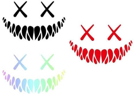 Reflektierend Dämon Smile Aufkleber Heckscheibenaufkleber Auto Motorradhelm Aufkleber, 3 Stücke, Stickers Graffiti Style Decals für Auto Motorräder Fahrrad Skateboard Snowboard Gepäck, Mehrfarbig