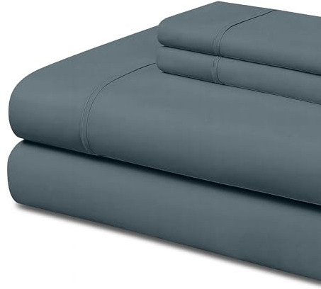 EasyCosy Set Lenzuola Matrimoniale 4 Pezzi 180x200 cm – Microfibra Spazzolata – con Lenzuolo sopra, Lenzuolo con Angoli e 2 Federe 50x75 cm. Grigiastro - Oeko-Tex