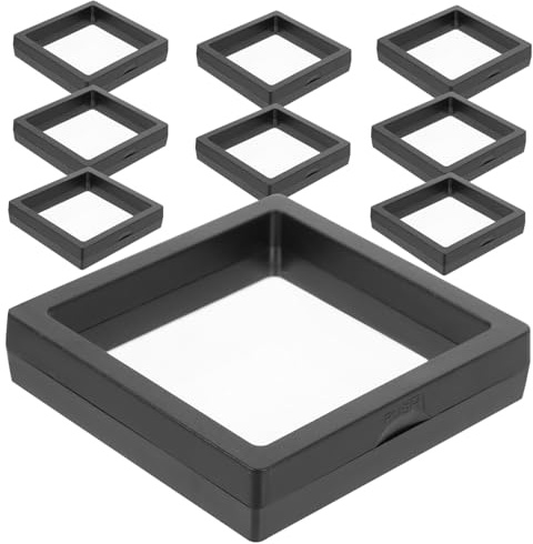 MAJORMENCH Soporte Marco De Exhibición Flotante 3d Para Joyas, Estuche Transparente De Pe, Caja De Exhibición 9x9x2 Cm, 12 Unidades Para Medallas y Monedas