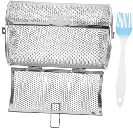 CIYODO Cesta para Asar de Acero Inoxidable con Diseño Único para Tostar Almendras y Utensilios de Cocina con Cepillo para Uso en Cocina Color Aleatorio