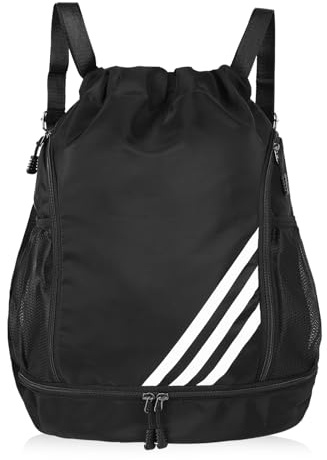 AIOUHMYM Sacca Sportiva Nera, Zaino Mare Uomo Donna, Zaino Spiaggia Uomo Donna, Borsa Sportiva, Borsa da Palestra, Sacca Impermeabile con Coulisse per Calcio Palestra Viaggi Sportivi Spiaggia