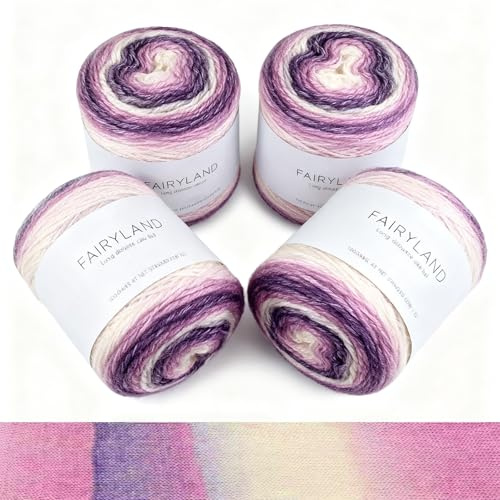 Hilo Degradado Para Tejer,4 Piezas 100% Algodón Ovillo De Lana Para Ganchillo,Ovillo De Lana Degradado Para Suéteres,Gorros,Bufandas Y Mantas,4 x100g,Color Morado