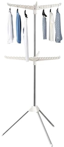 Séchoir À Linge Pliable en Métal Trépied, Etendoir Parapluie pour Repassage, Porte-vêtements en Acier Inoxydable pour Intérieur Et Extérieur