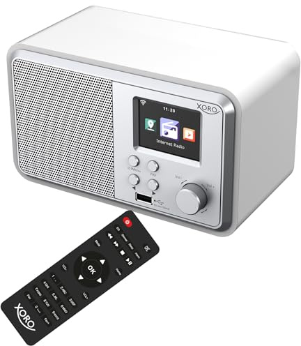 Digitales WLAN Internet Radio XORO DAB 300 IR mit 2.4“ Zoll Farbdisplay, Podcast, Bluetooth 5.2, FM/DAB+, Wecker, Weiss