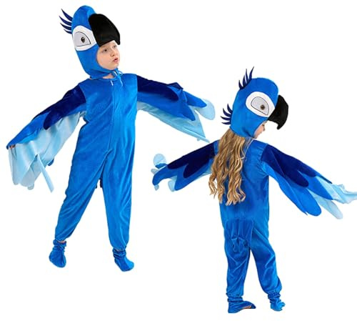 YOSUWOAI Disfraz de loro para niños, vestido con capucha y alas, disfraz de animales para Halloween, carnaval y fiestas de disfraces para niños y niñas, cosplay, ropa de fiesta, mono para 2-15 años, Q
