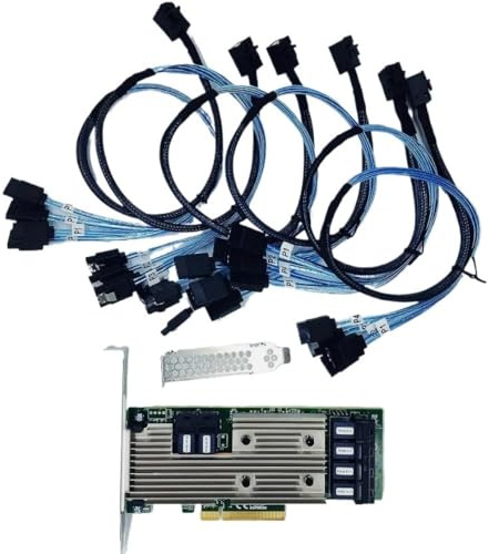 YiBaoTong 9305-24i SAS3224 12Gbps SAS-3 Expansion with 6 * 8643-SATA Cables | with Broadcom LSI SAS3324 chip PCIe x8 HBA IT mode ZFS TrueNAS Unraid Controller