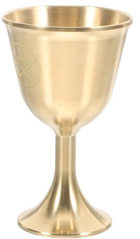 YOSADIER Copa de Altar Metálica Dorada Pentagrama, Cáliz Medieval para Ofrendas de Agua y Vino, Adecuado para Rituales Wiccanos y Ceremonias Místicas