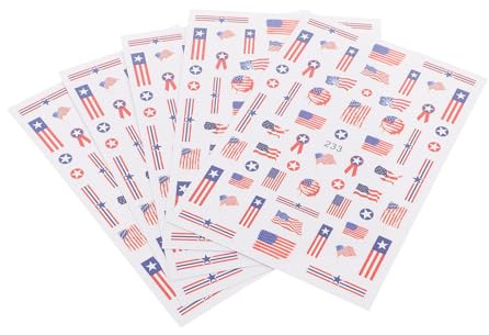 LALADEFIEE Calcomanías para Uñas Diseño de Bandera de Estados Unidos, 5 Hojas Autoadhesivas para Manicura y Celebraciones Patrióticas