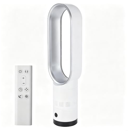 Ventilateur tour sans pales avec purificateur d'air, ventilateur tour silencieux pour chambre à coucher, fonction rotative à 80°, minuterie de 2 heures, ventilateur portable sans pales (69 cm, gris)