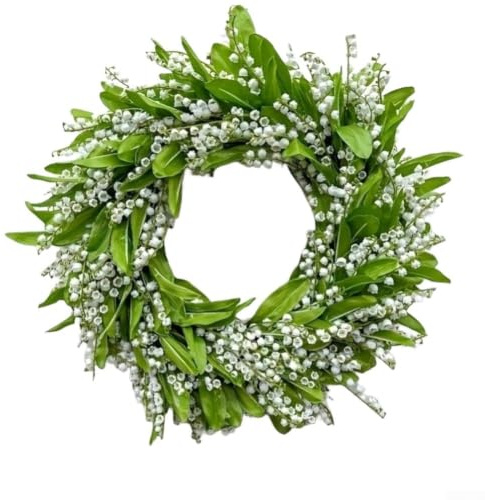 Realistisk konstgjord liljekrans 35 cm, handgjord blommig dörr hängande med bär för vardagsrum entré (35 cm)