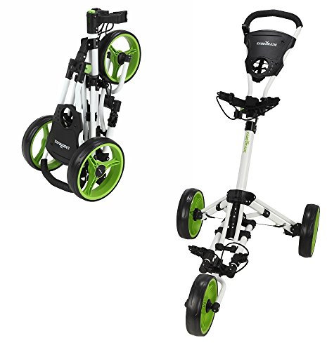 Caddymatic Golf X-Lite One-Click Folding Pull/Push Golf Cart White/Green