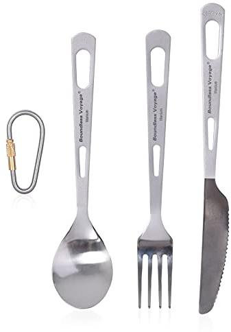 Boundless Voyage Titanium Tableware Camping Knife and Fork Spoon Home Use Travel Camping Cutlery Set