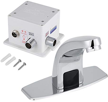 Mélangeur de lavabo de lavabo, 1pcs en laiton en alliage de zinc, robinet de contrôle de capteur infrarouge automatique + boîte de contrôle 1pcs, kit de robinet de capteur pour usage domestique et com
