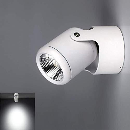 DINGLILIGHTING 7W White Led Wall Spotlight for Bedroom (Cool White), 180° Adjustable Spotlight Head. Led Single Spotlight Fitting for Kitchen. (COB)