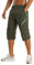 KEFITEVD Herren 3/4 Radhose MTB Hose mit Zip-Taschen Stretchbund Caprihose Outdoor Trekkinghose Schnelltrocknend Wandern Trekking Shorts Männer Dunkeloliv 34