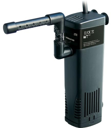 ICA Compact 200 Filtro Interior Compacto para Acuarios Pequeños y Nano Peceras | Caudal 200 L/h | Filtro Sumergible Silencioso para Agua Dulce con Ventosas de Fijación