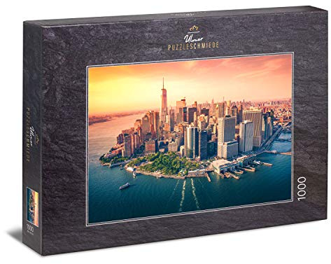 Ulmer Puzzleschmiede - Puzzle downtown Manhattan: 1000 pieces jigsaw puzzle - Manhattan skyline puzzle motif - New York in the evening sun