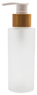 1 pz 100 ml/3.5 oz riutilizzabile traslucido vetro smerigliato lozione da viaggio pompa dispenser lozione bottiglia da toeletta contenitore cosmetico vaso vaso fiala con pompa di bambù