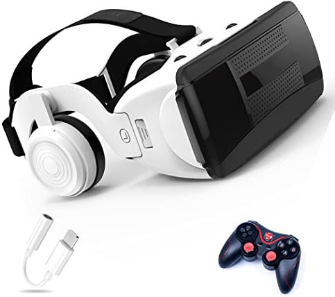 JYMYGS Lunette 3D VR, Casque de Réalité Virtuelle, Casque VR, Contrôleur Bluetooth Smartphone pour iPhone 13 Pro Max/13 Pro/13/12/11, pour Samsung Galaxy S21, Huawei, Xiaomi séries