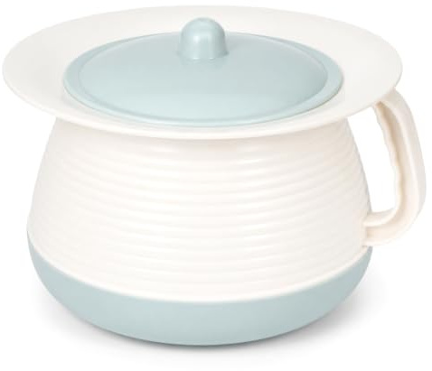 DOITOOL Portable Spittoon with Lid - 8-Inch Compact Light Blue Plastic Chamber Pot - 250g Lightweight Urinal Bucket for Children Toddler Potty Training Bedside Emergencies and Nighttime Convenience