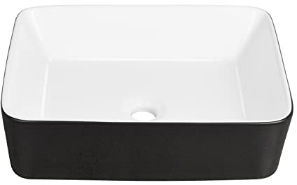 DeerValley Vasque de comptoir rectangulaire en céramique pour salle de bain 48,5 x 37,5 x 15 cm