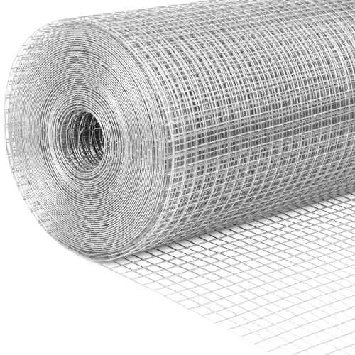 LuckIn Hardware Cloth 1/2 Inch 48 x 100ft, 19 Gauge Chicken Wire Fencing, Chicken Wire Mesh, Hot Dip Galvanized After Welded Mesh Wire, Square Chicken Fence Wire Fence Rolls, Rabbit Wire, Snake Fence