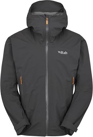Rab Men's Downpour Light Jacket - Lightweight Waterproof Hooded Coat for Hiking & Trekking - Anthracite - X-Large