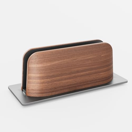 Stående laptopstativ, bärbar datorhållare i valnöt och aluminium för MacBook, Surface, Samsung, HP, Dell, Chromebook