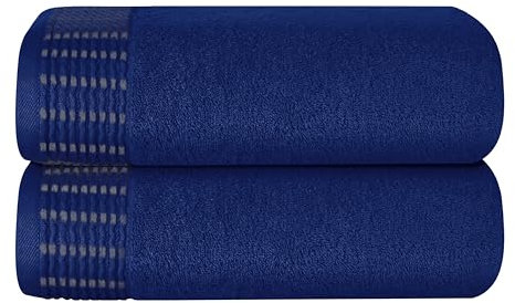 MALLONI HOME Baumwolle 2er-Pack Oversized Badetuch-Set 70 x 140 cm, große Badetücher, Ultra saugfähig, kompakt, schnell trocknend und leicht, Marineblau