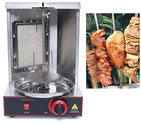 Dönergrill, gyrosgrill, vertikal grill, hem, snurrgrill, 220 V, 29,5 x 29,5 x 49 cm, hönsgrill, rotisserie av rostfritt stål, lämplig för LPG